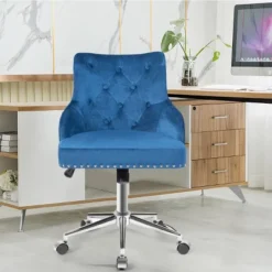Tangkula Velvet Desk Chair Upholstered 360°Swivel Height Adjustable Rolling Office Chair For Office Bedroom Living Room -Modern Living Sales GUEST a867090d c5e7 46a7 b203 9413c5456318
