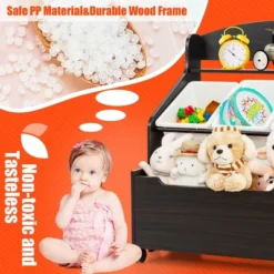 Costway Kids Wooden Toy Storage Unit Organizer W/Rolling Toy Box & Plastic Bins NaturalEspresso -Modern Living Sales GUEST afc4f8c4 324e 4563 81ff d202841d1460