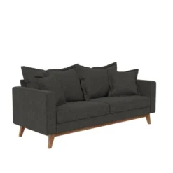 Maryan Pillowback Wood Stretcher Sofa Gray Linen - Room & Joy -Modern Living Sales GUEST b3f23be1 a61b 4b2a a756 4c503ea257bd