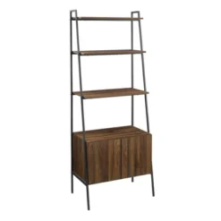 72" Open Shelf And Closed Storage Cabinet Ladder Bookcase - Saracina Home -Modern Living Sales GUEST b4c9708c 2fe3 4654 9c06 b27773a6d3bc