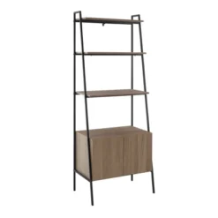 72" Open Shelf And Closed Storage Cabinet Ladder Bookcase - Saracina Home -Modern Living Sales GUEST bb53bc77 9ac3 477a ab20 0e515d00902d