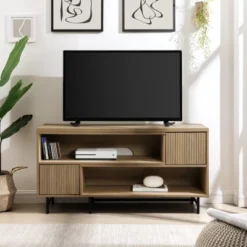 Modern Reeded Door Extendable TV Stand For TVs Up To 50" - Saracina Home 18 Modern Reeded Door Extendable TV Stand For TVs Up To 50" - Saracina Home -Modern Living Sales GUEST bf94a3de 05cc 4e30 8008 521b3ccde76b