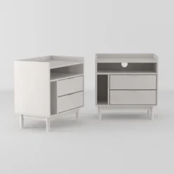 2pk Mid-Century Modern Solid Wood 2 Drawer Storage Nightstands - Saracina Home -Modern Living Sales GUEST c880a12d 845d 41f3 8c73 9ddb9ed4b555