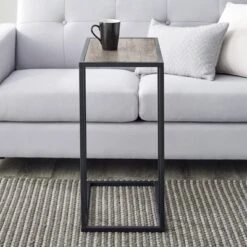 23" Modern Rectangle Two-Tone C Side Table With Metal Base - Saracina Home -Modern Living Sales GUEST c9fb0f6a 1baa 4f46 9ad4 ca78b73dae1e