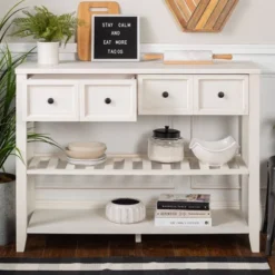 48" Farmhouse Solid Wood 2 Drawer Buffet White - Saracina Home -Modern Living Sales GUEST d14be0db 9591 4712 bd66 b181051f2d7c