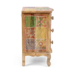 Ailey Handcrafted Boho Mango Wood 3 Drawer Nightstand Natural - Christopher Knight Home -Modern Living Sales GUEST d2a0da4f 2eb2 4284 a2b1 540f55b08a0f
