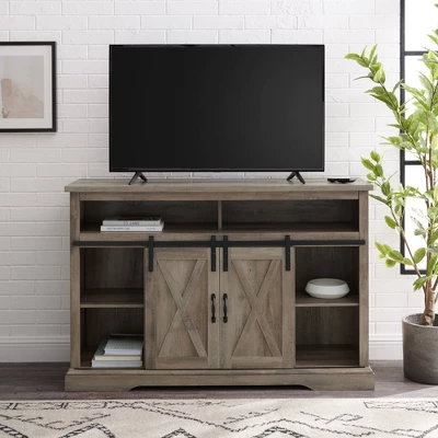 Transitional Sliding Barndoor Highboy TV Stand For TVs Up To 58" - Saracina Home 8 Transitional Sliding Barndoor Highboy TV Stand For TVs Up To 58" - Saracina Home - Image 6