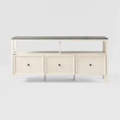 Farmhouse 3 Drawer Wood TV Stand For TVs Up To 65" - Saracina Home -Modern Living Sales GUEST d9730f71 b9b6 492b a5cf a4fc4c23ddea