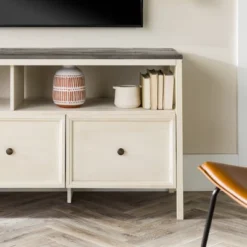 Farmhouse 3 Drawer Wood TV Stand For TVs Up To 65" - Saracina Home -Modern Living Sales GUEST db616c55 957b 4465 80b7 0cddcd1d7792