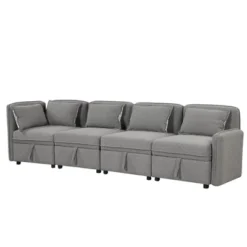 122.8" Minimalist Convertible Modular Sofa, Upholstered Sectional Sofa Couch With 5 Pillows-ModernLuxe -Modern Living Sales GUEST db8c769f 873d 402b bea5 b7a0feead322