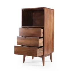 Rabun Handcrafted Mid-Century Modern Mango Wood 3 Drawer Chest Light Oak - Christopher Knight Home -Modern Living Sales GUEST dc59edd3 be23 4875 a2f3 7c638166947b