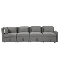 122.8" Minimalist Convertible Modular Sofa, Upholstered Sectional Sofa Couch With 5 Pillows-ModernLuxe -Modern Living Sales GUEST dce9fb95 745e 49c9 aade a8aed3acddf8