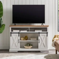 Transitional Sliding Barndoor Highboy TV Stand For TVs Up To 58" - Saracina Home 33 Transitional Sliding Barndoor Highboy TV Stand For TVs Up To 58" - Saracina Home -Modern Living Sales GUEST dd9ce182 82e2 4e7a a263 00af007d0202