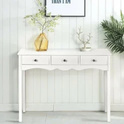 Costway Console Table Hall Table Side Table Desk Accent Table 3 Drawers Entryway White -Modern Living Sales GUEST e6e72db3 43b3 42d6 95f8 7e6c90496612