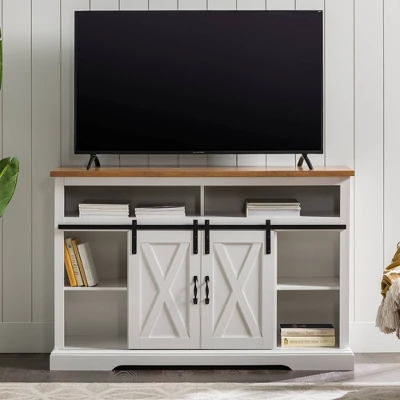 Transitional Sliding Barndoor Highboy TV Stand For TVs Up To 58" - Saracina Home 16 Transitional Sliding Barndoor Highboy TV Stand For TVs Up To 58" - Saracina Home - Image 14