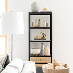 Console Table With Woven Rattan Shelf Black - Threshold™ Designed With Studio McGee -Modern Living Sales GUEST f71b8141 512b 4383 9135 4f0d694163bd