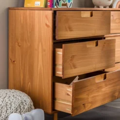 Mid-Century Modern Groove Wood 6 Drawer Dresser - Saracina Home -Modern Living Sales GUEST f9bd8993 f93b 434b 8867 ea1b26a2b9dc