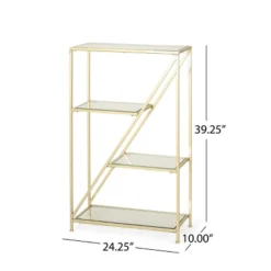 Kokesh Modern Glam Tempered Glass 3 Shelf Asymmetrical Bookcase Gold - Christopher Knight Home -Modern Living Sales GUEST fe44afab b226 4b6b 83bf d92ad3ad8955