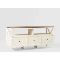 Farmhouse 3 Drawer Wood TV Stand For TVs Up To 65" - Saracina Home -Modern Living Sales GUEST fecee8bb 867b 4497 a2fe de792e75020c